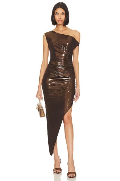 Платье Norma Kamali Drop Shoulder Side Drape Gown, цвет Chocolate