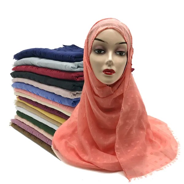 Женский длинный хиджаб из вискозы с помпоном, 185x80 см