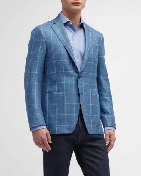 Мужское спортивное пальто Windowpane из смесовой шерсти Canali