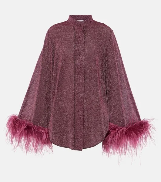 Рубашка из ламе с отделкой перьями Lumière Plumage Oséree, фиолетовый