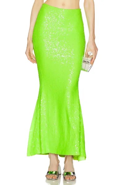 Юбка Norma Kamali Sequin Obie, цвет Neon Green