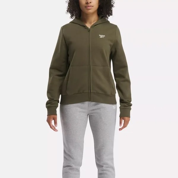 Флисовая толстовка с молнией во всю длину Identity Small Logo Reebok, армейский зеленый
