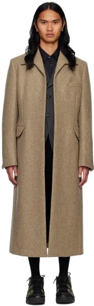 Бежевое пальто с открытым передом Comme des Garçons Homme Plus