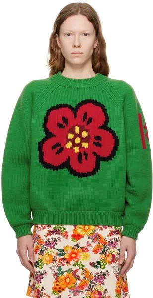 Зеленый университетский свитер Kenzo