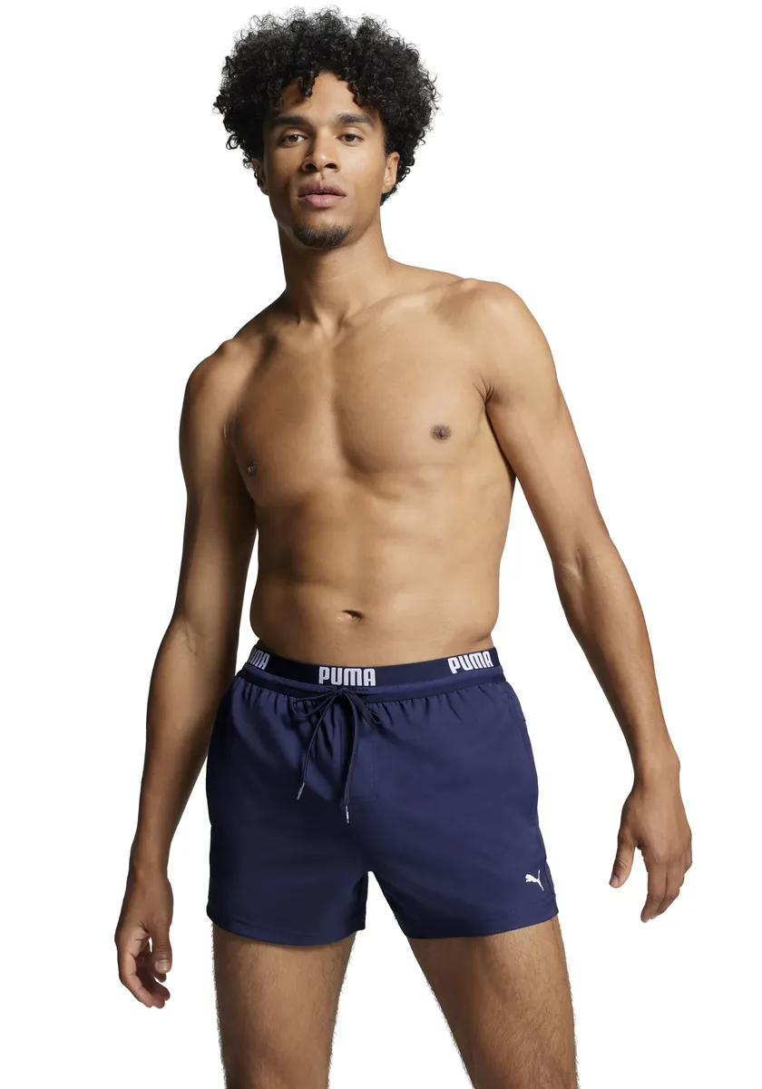 Шорты для плавания PUMA с эластичным поясом с логотипом, цвет морской волны