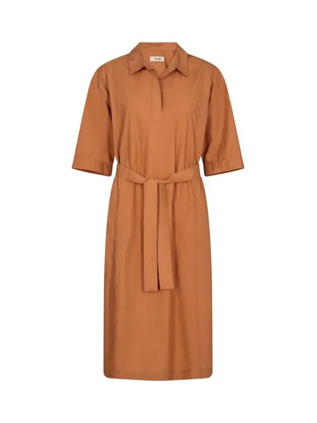 MOS MOSH Meli Хлопковое платье с короткими рукавами, коричневый