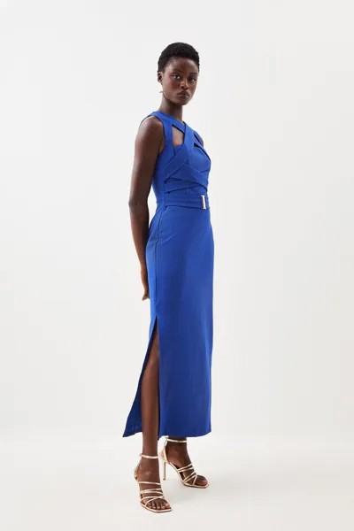 Платье миди из джерси с вырезами Ponte Karen Millen, синий