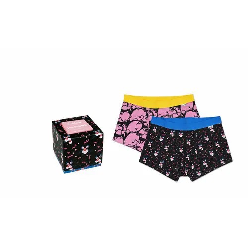 Трусы Happy Socks, 2 шт., размер 44, розовый, черный, мультиколор