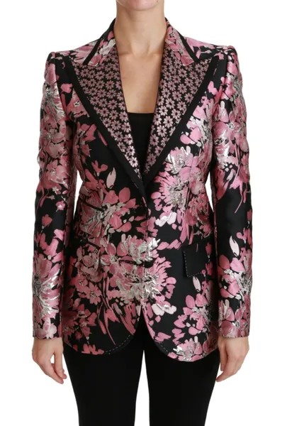 DOLCE - GABBANA Куртка Блейзер Черный Розовый Жаккардовый Slim Fit IT50 / US16/XXL $4600