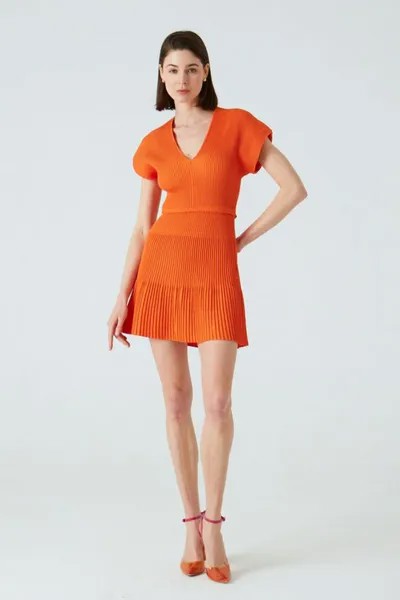 Платье без рукавов с V-образным вырезом и воланами JOIN US, оранжевый