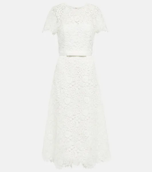 Многослойное кружевное платье миди SELF-PORTRAIT, белый