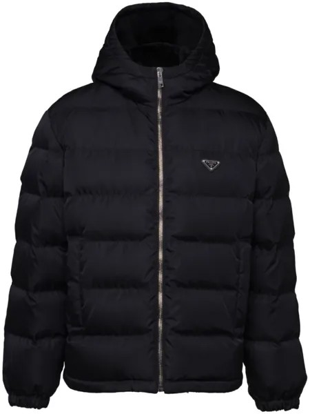 Prada пуховик с логотипом, черный