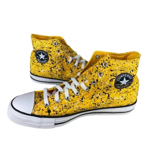 НОВЫЕ мужские туфли Converse Chuck Taylor All Star Hi Yellow Paint Splatter, размер 10,5