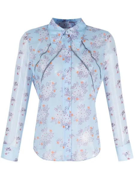 Chloé полупрозрачная рубашка с цветочным принтом