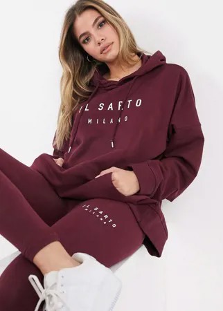 Oversized-худи от комплекта бордового цвета Il Sarto-Красный