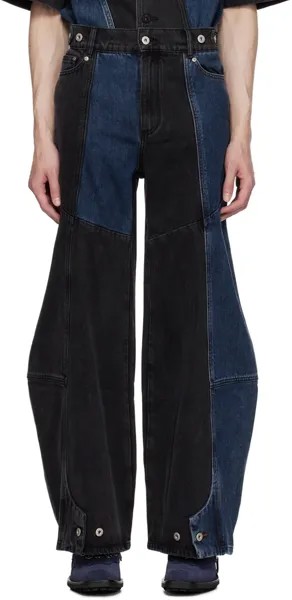 Черно-синие джинсы со вставками Feng Chen Wang