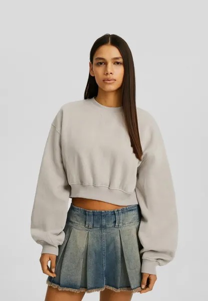 Толстовка CROPPED Bershka, цвет beige