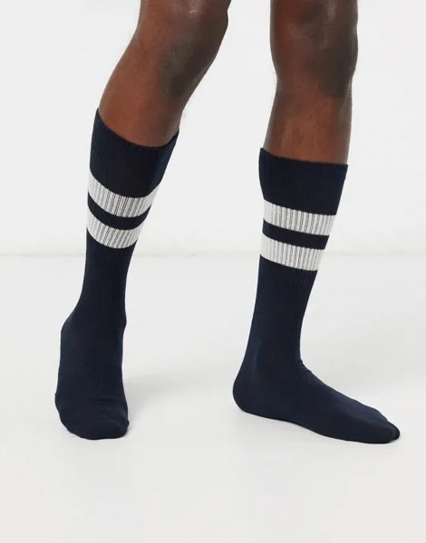 Темно-синие спортивные носки из органического хлопка Selected Homme-Темно-синий