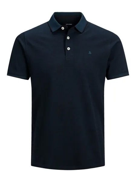 Поло Jack & Jones Polo Shirt JJEPAULOS Sommer Hemd Kragen Pique Cotton, темно-синий