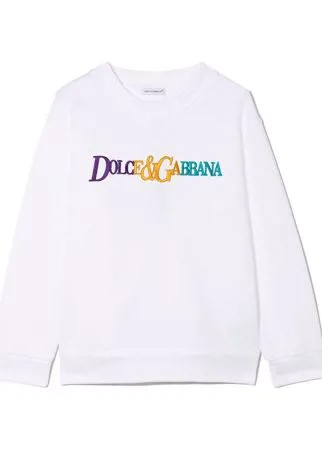 Dolce & Gabbana Kids толстовка с круглым вырезом и вышитым логотипом