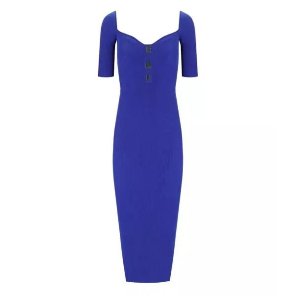 Платье indigo knitted midi dress Elisabetta Franchi, синий