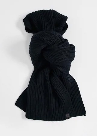 Чернильно-синий трикотажный шарф в рубчик из мериносовой шерсти AllSaints-Темно-синий