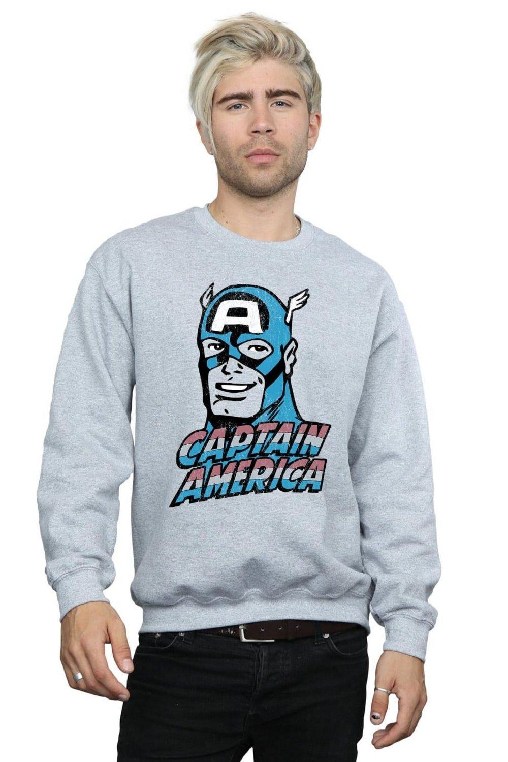 Толстовка с потертостями «Капитан Америка» Marvel, серый