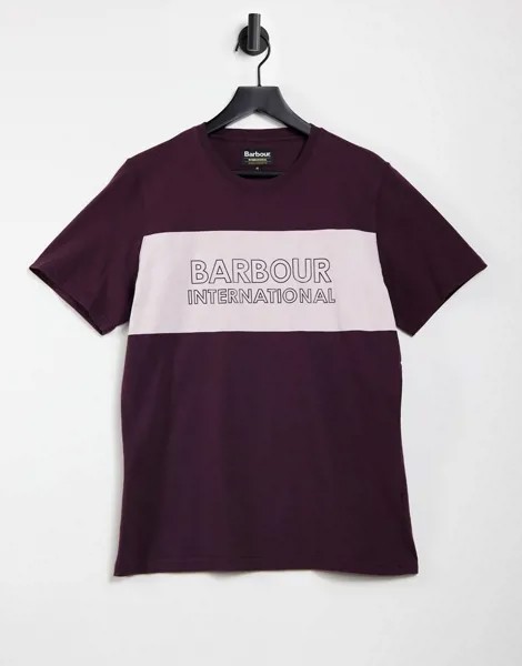 Бордовая футболка со вставкой с логотипом Barbour International-Красный