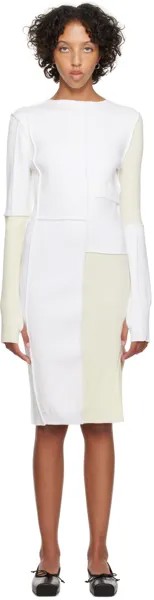 Белое платье миди со вставками MM6 Maison Margiela