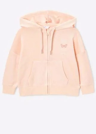 Розовая велюровая толстовка oversize с вышивкой для девочки Gloria Jeans