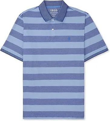 IZOD Мужская рубашка-поло в полоску с короткими рукавами Big - Tall Big Advantage Performance, синяя