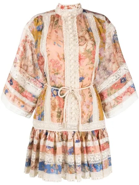ZIMMERMANN короткое платье Cira Lantern, розовый