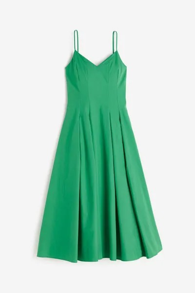 Плиссированное платье из хлопка H&M, зеленый