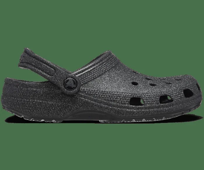 Классические блестящие сабо Crocs мужские, цвет Black Glitter