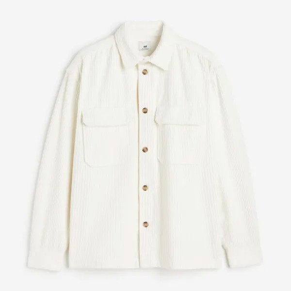 Куртка рубашка H&M Relaxed Fit Corduroy, кремовый