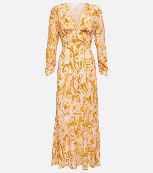 Платье миди Selma из шелкового крепа с принтом RIXO, разноцветный