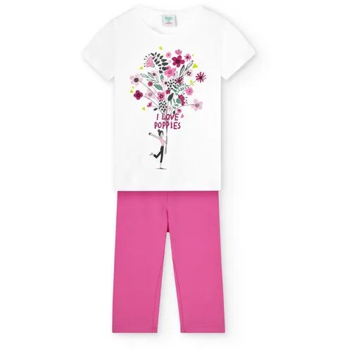 Комплект одежды Boboli, футболка и легинсы, повседневный стиль, размер 164, белый, фуксия