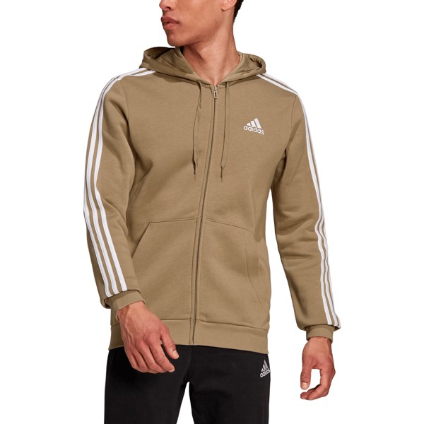 Adidas Essentials Fleece 3-Stripes Full-Zip, бежевый/белый