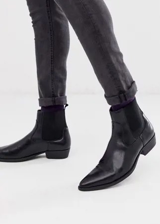 Черные ботинки челси из искусственной кожи на кубинском каблуке ASOS DESIGN-Черный