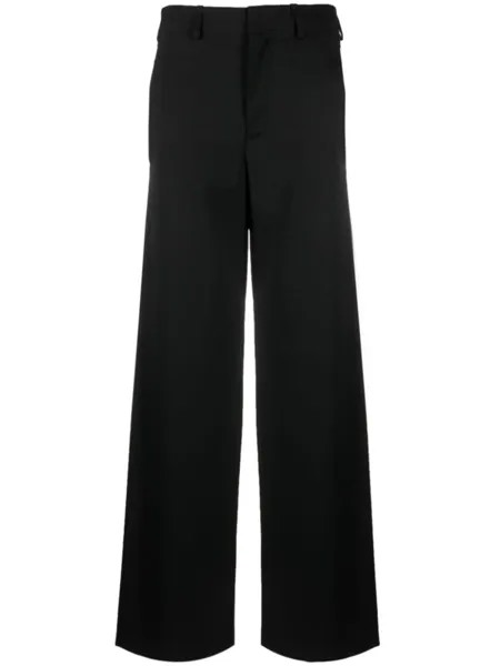 MM6 Maison Margiela брюки широкого кроя с логотипом, черный