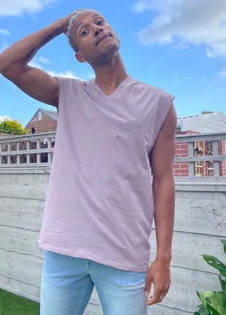 Серая oversized-майка с V-образным вырезом ASOS DESIGN-Серый