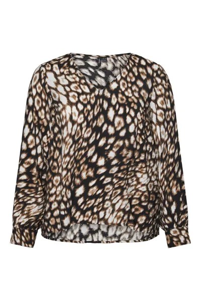 Блузка с леопардовым принтом Vero Moda Curve, черный