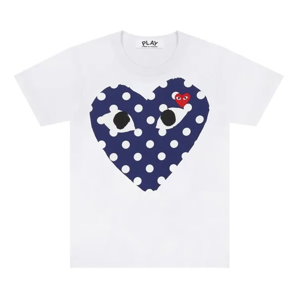 Футболка Comme des Garçons PLAY Polka Dot Big Heart T-Shirt White, белый