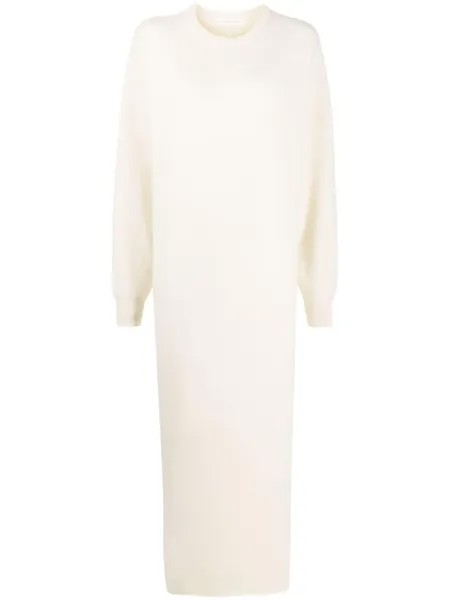 Extreme cashmere трикотажное платье с отделкой в рубчик, нейтральный цвет