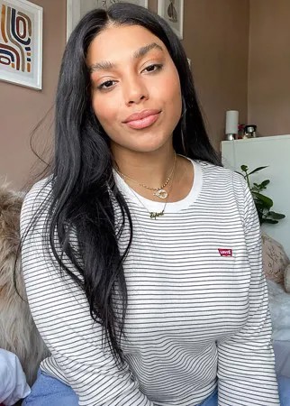 Белый полосатый лонгслив в рубчик Levi's Plus