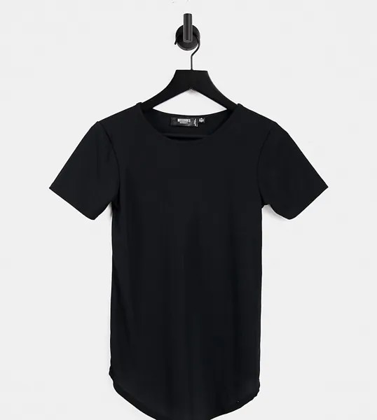 Черная футболка в рубчик с круглым вырезом Missguided Maternity-Черный цвет