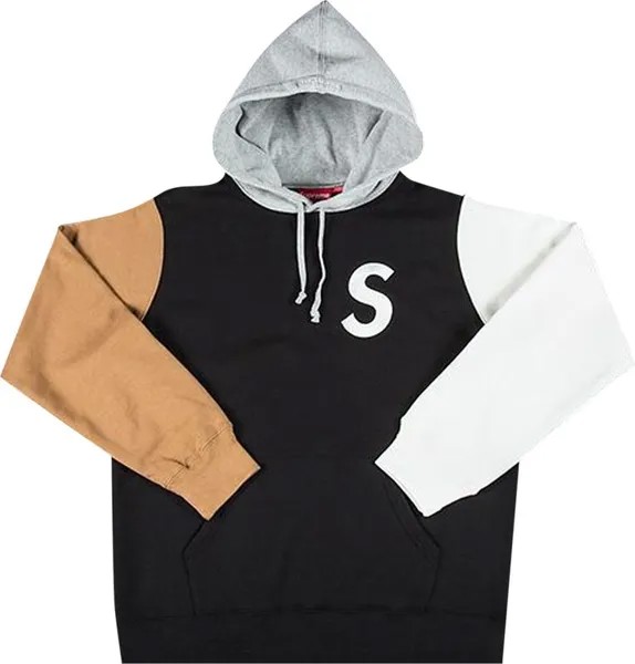 Толстовка Supreme S Logo Colorblocked Hooded Sweatshirt 'Black', черный