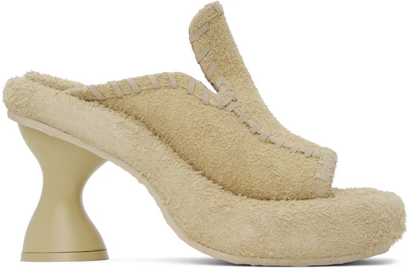 Бежевые босоножки на каблуке-лодочке Eckhaus Latta