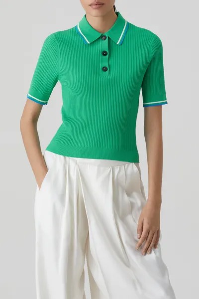 ПОЛО С КОРОТКИМ РУКАВОМ CLOSED, цвет emerald green