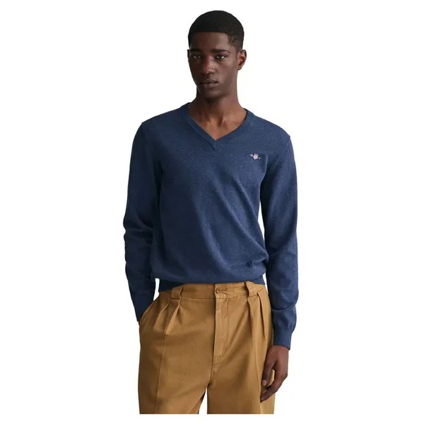 Свитер Gant Classic Cotton V Neck, синий